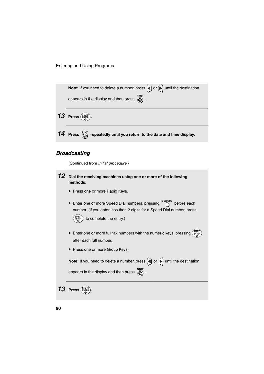 Sharp FO-4400 operation manual Broadcasting 