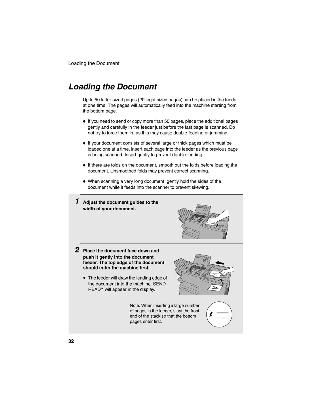 Sharp FO-4450 operation manual Loading the Document 