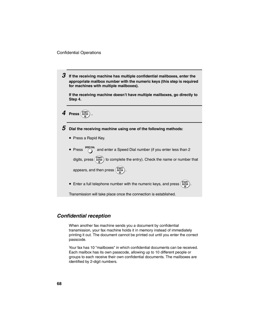 Sharp FO-4450 operation manual Confidential reception, Digits, press 