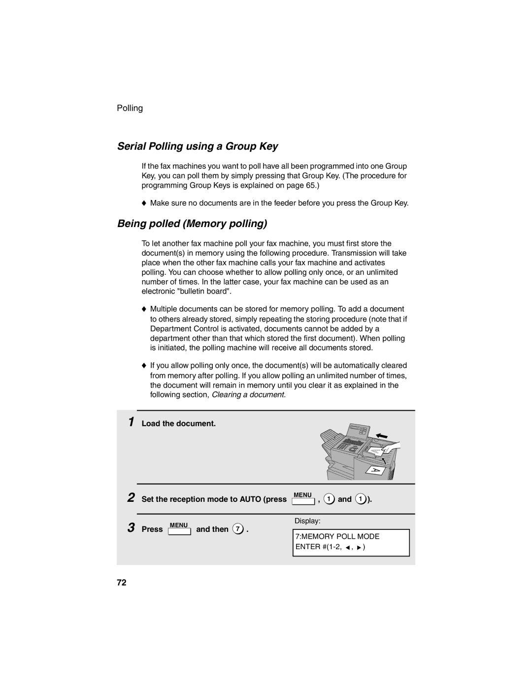 Sharp FO-4450 operation manual Serial Polling using a Group Key, Being polled Memory polling, Press Then 