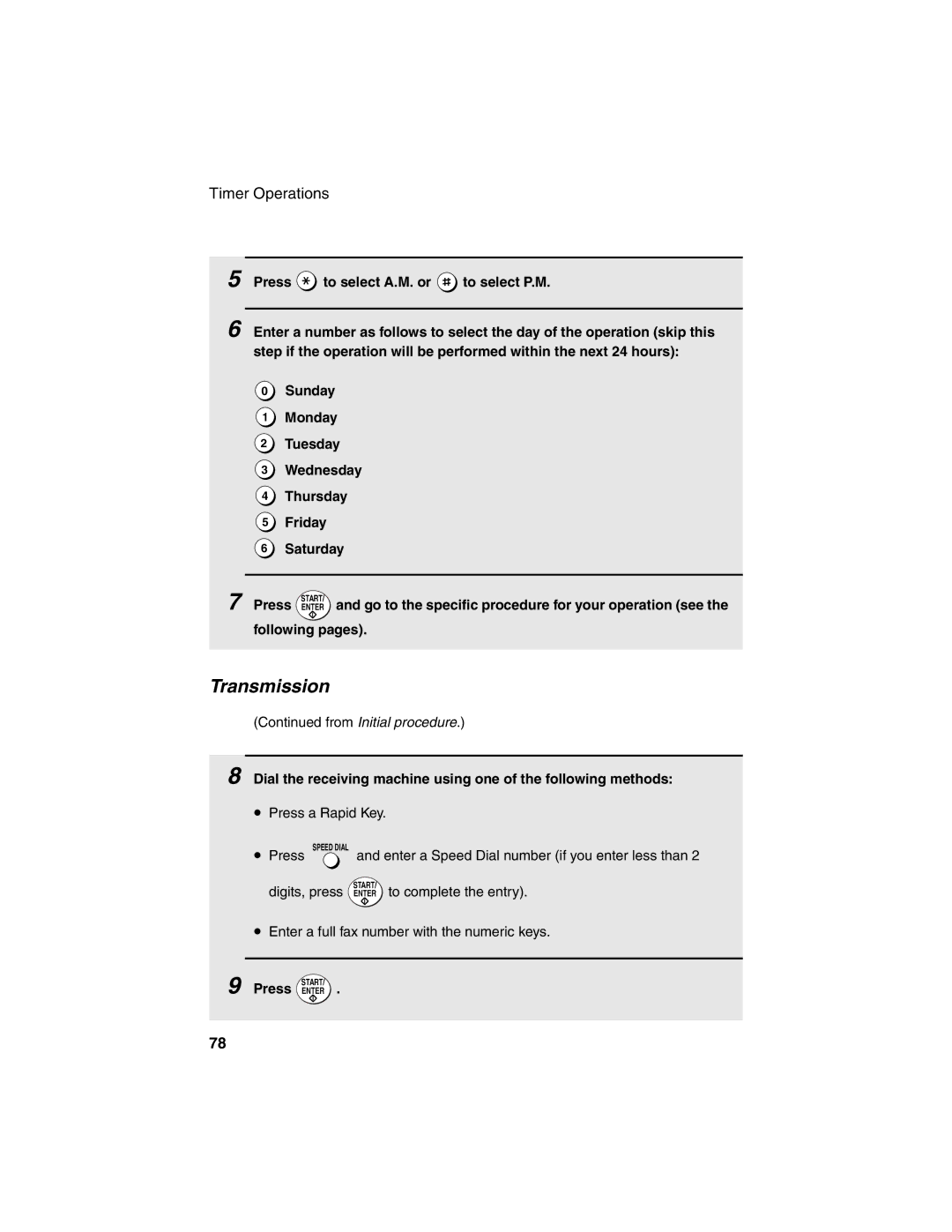 Sharp FO-4450 operation manual Transmission, Go to the specific procedure for your operation see, Following pages 