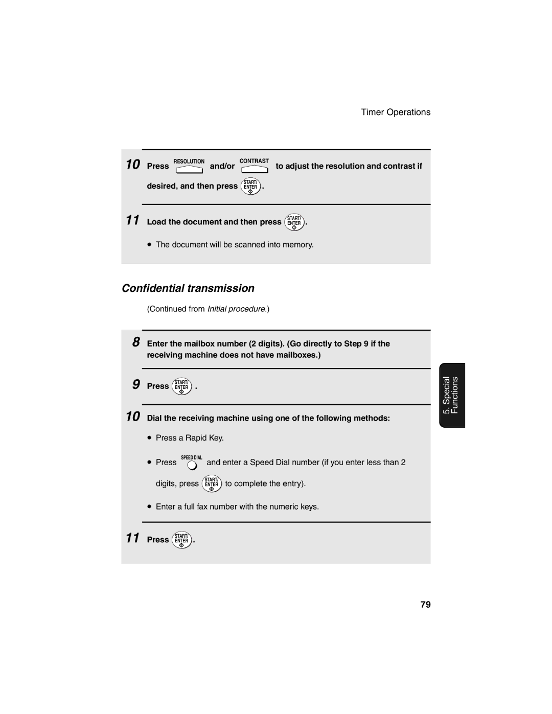 Sharp FO-4450 operation manual Confidential transmission, Load the document and then press 