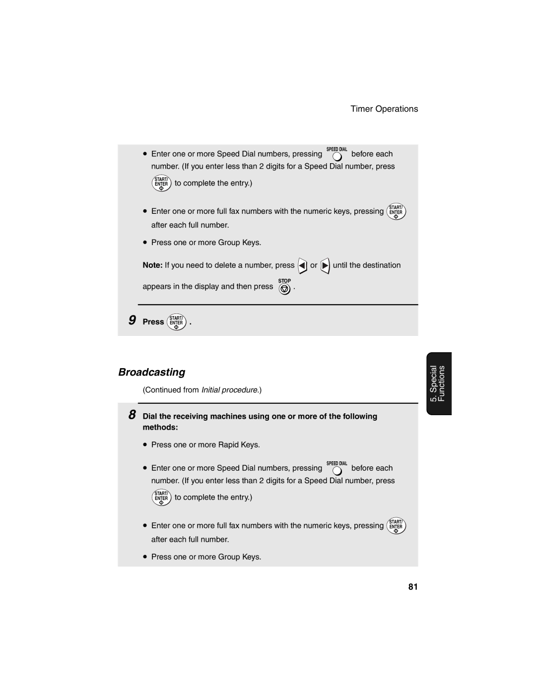 Sharp FO-4450 operation manual Broadcasting 