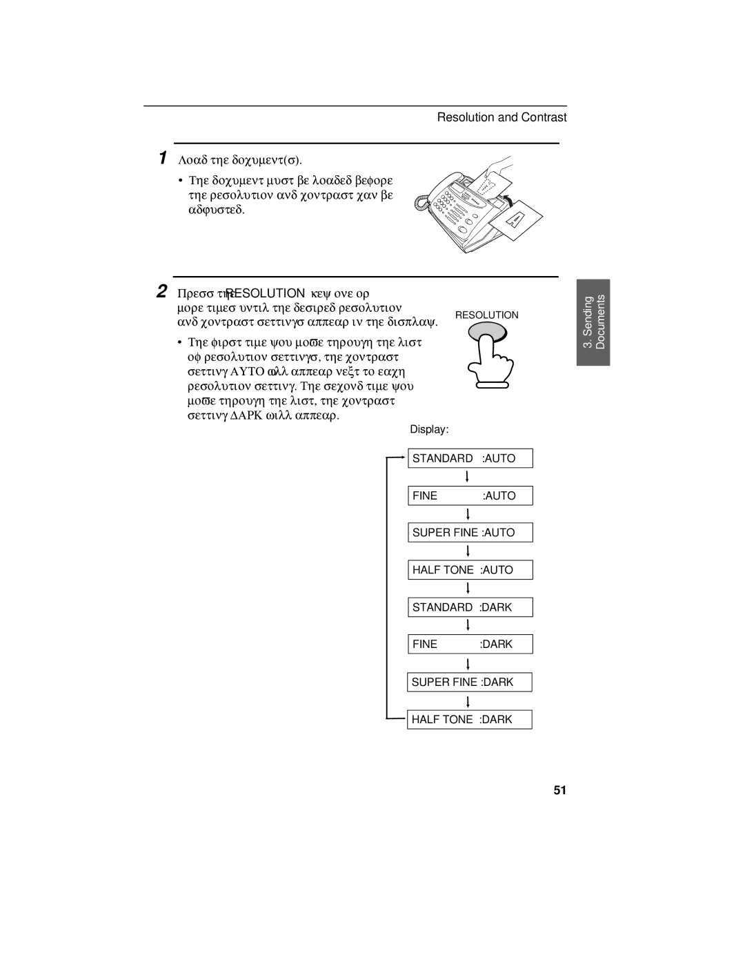 Sharp FO-475 operation manual Resolution 