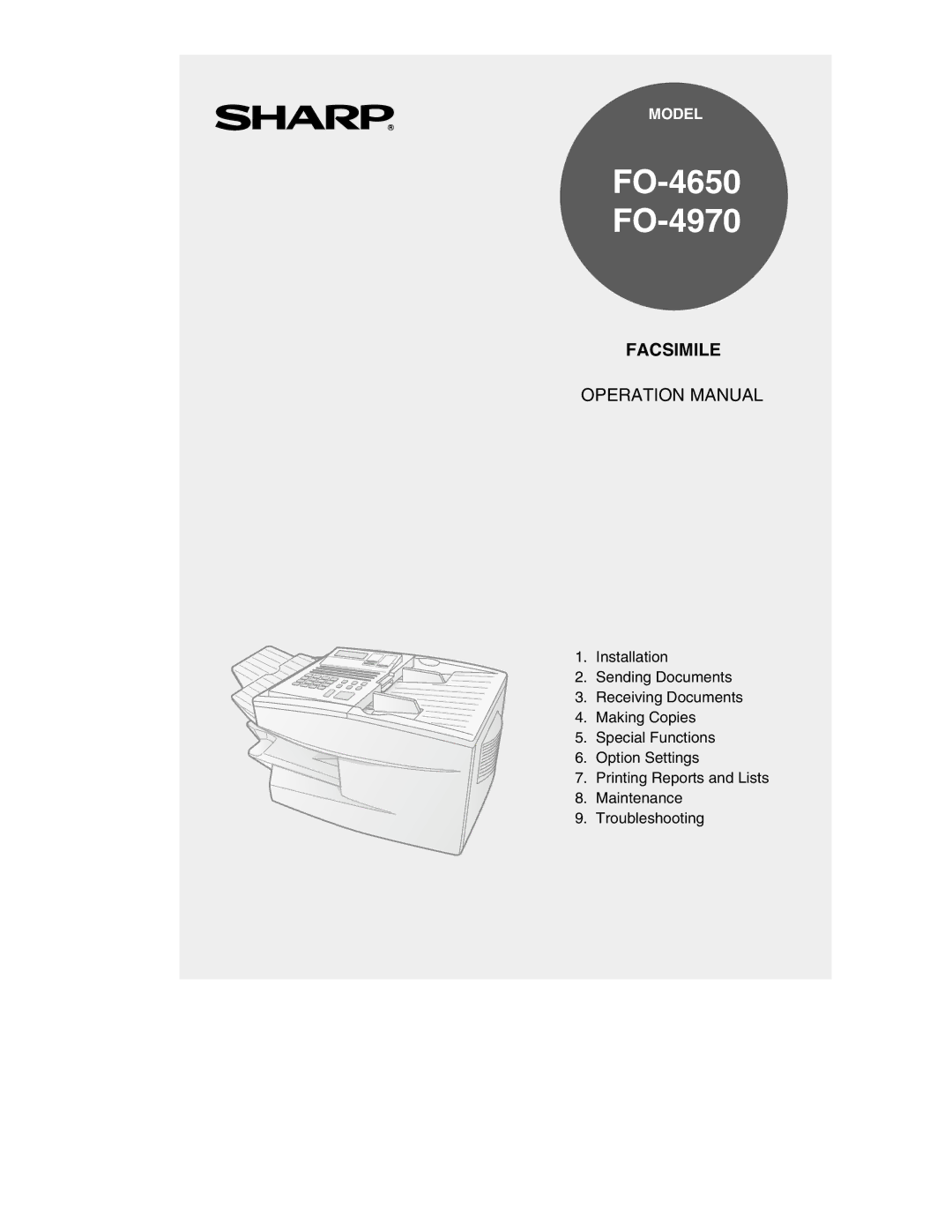 Sharp operation manual FO-4650 FO-4970 