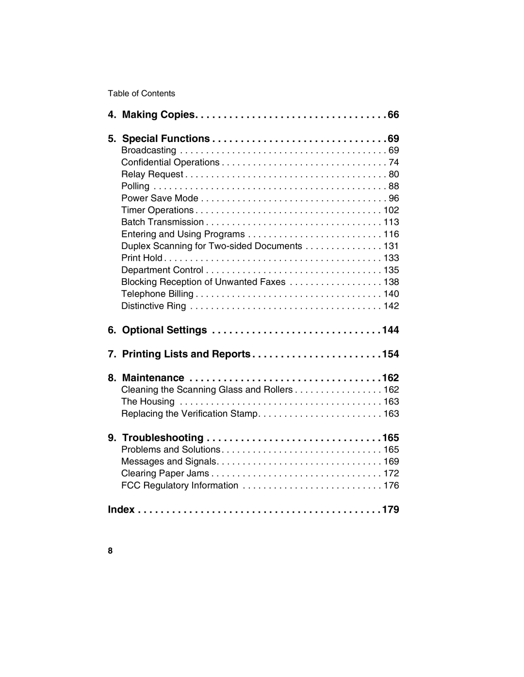 Sharp FO-4970, FO-4650 operation manual Optional Settings Printing Lists and Reports Maintenance 