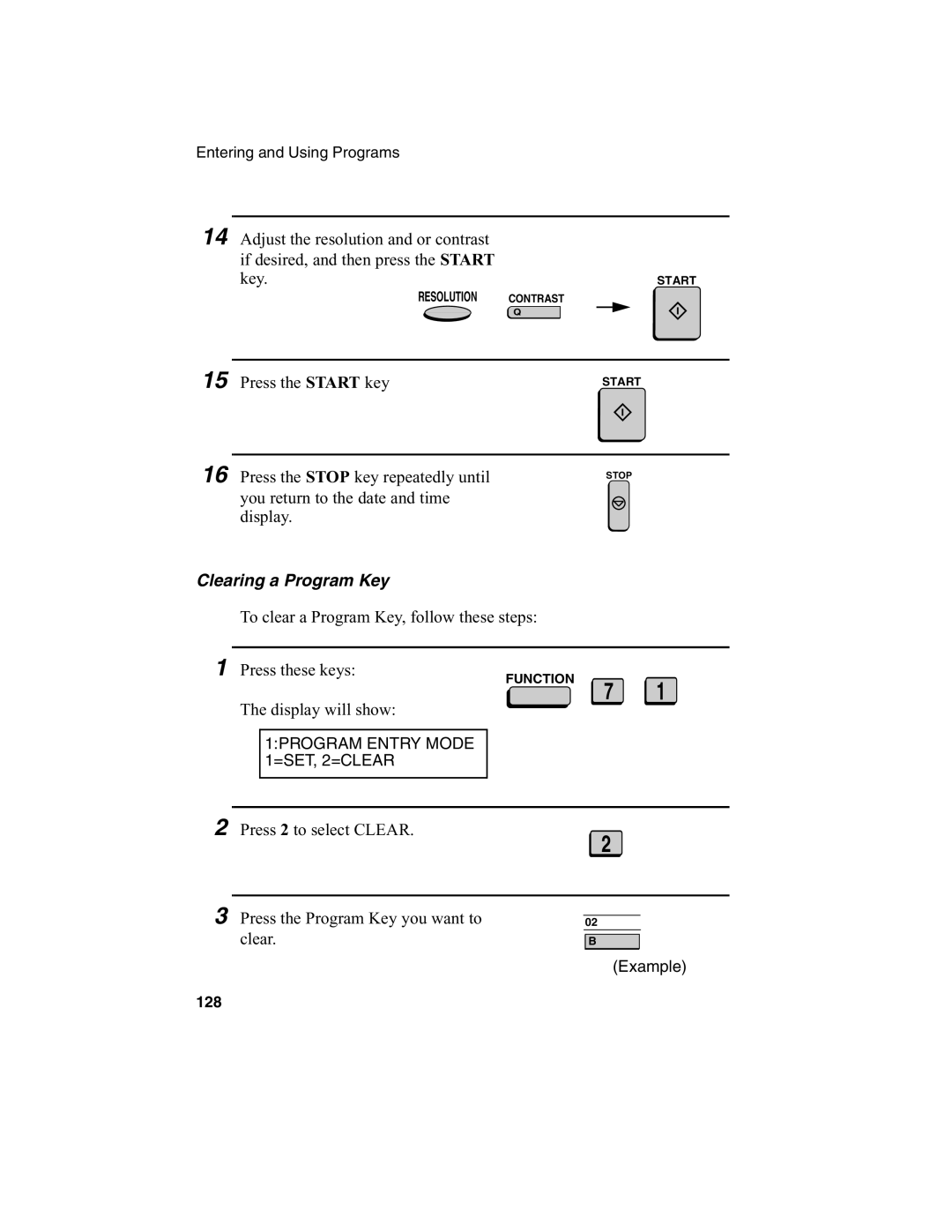 Sharp FO-4970, FO-4650 operation manual Clearing a Program Key 