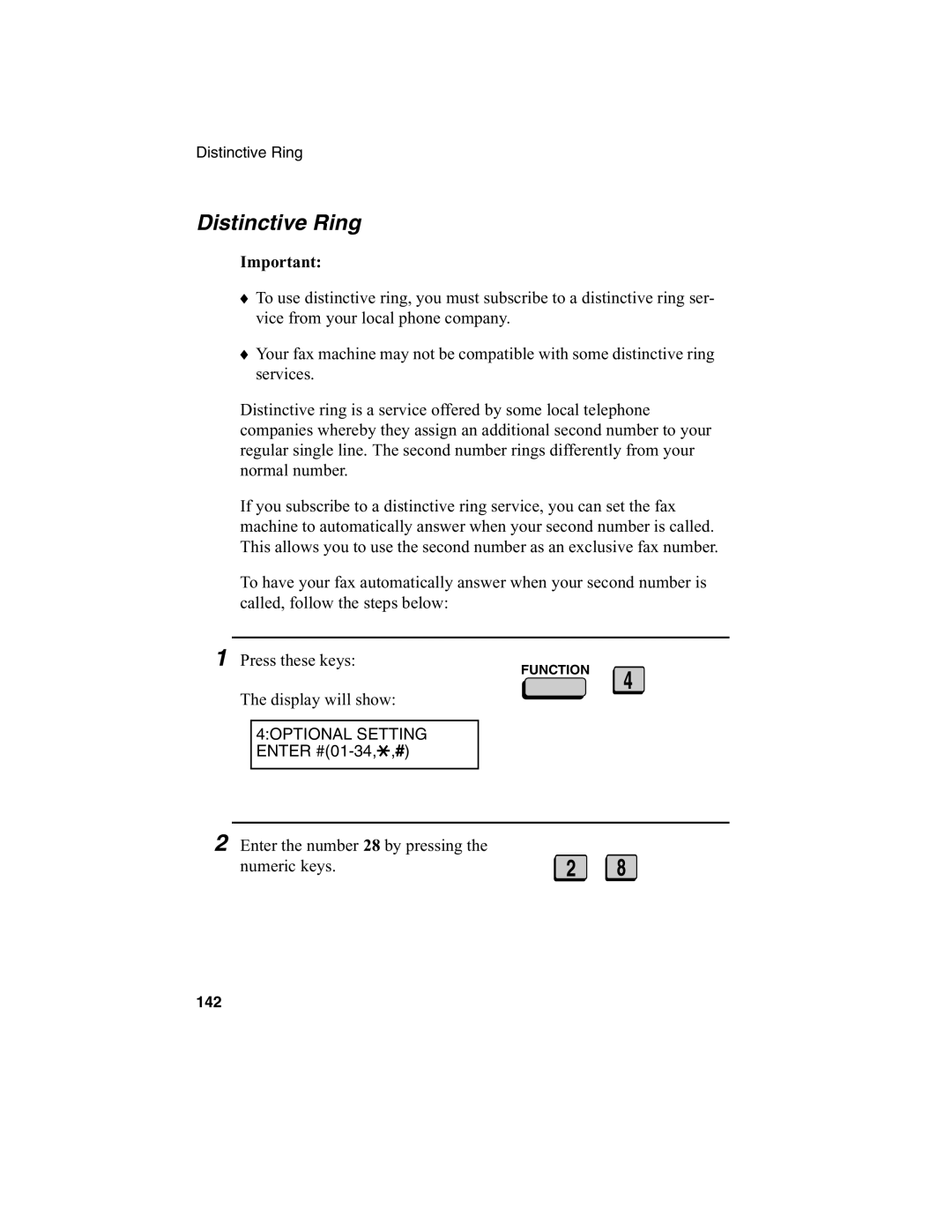 Sharp FO-4970, FO-4650 operation manual Distinctive Ring, Numeric keys 