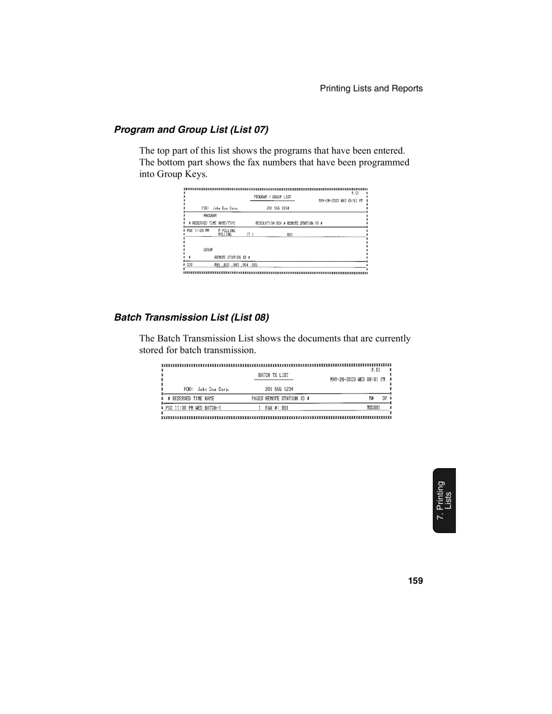 Sharp FO-4650, FO-4970 operation manual Program and Group List List, Batch Transmission List List 