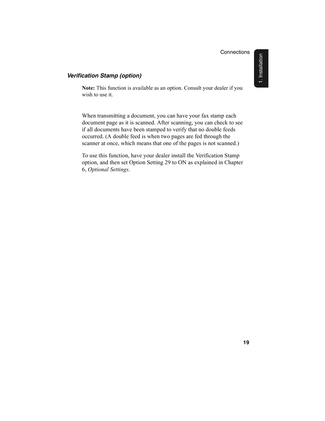 Sharp FO-4650, FO-4970 operation manual Verification Stamp option 