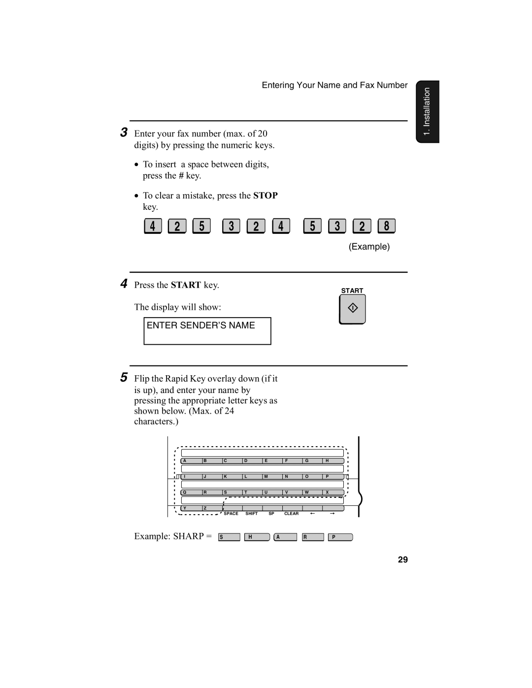 Sharp FO-4650, FO-4970 operation manual Example Sharp = S 