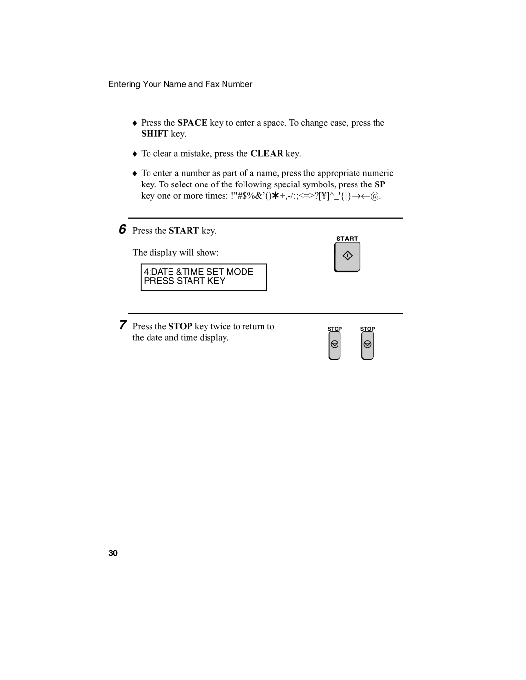 Sharp FO-4970, FO-4650 operation manual 4DATE &TIME SET Mode Press Start KEY 