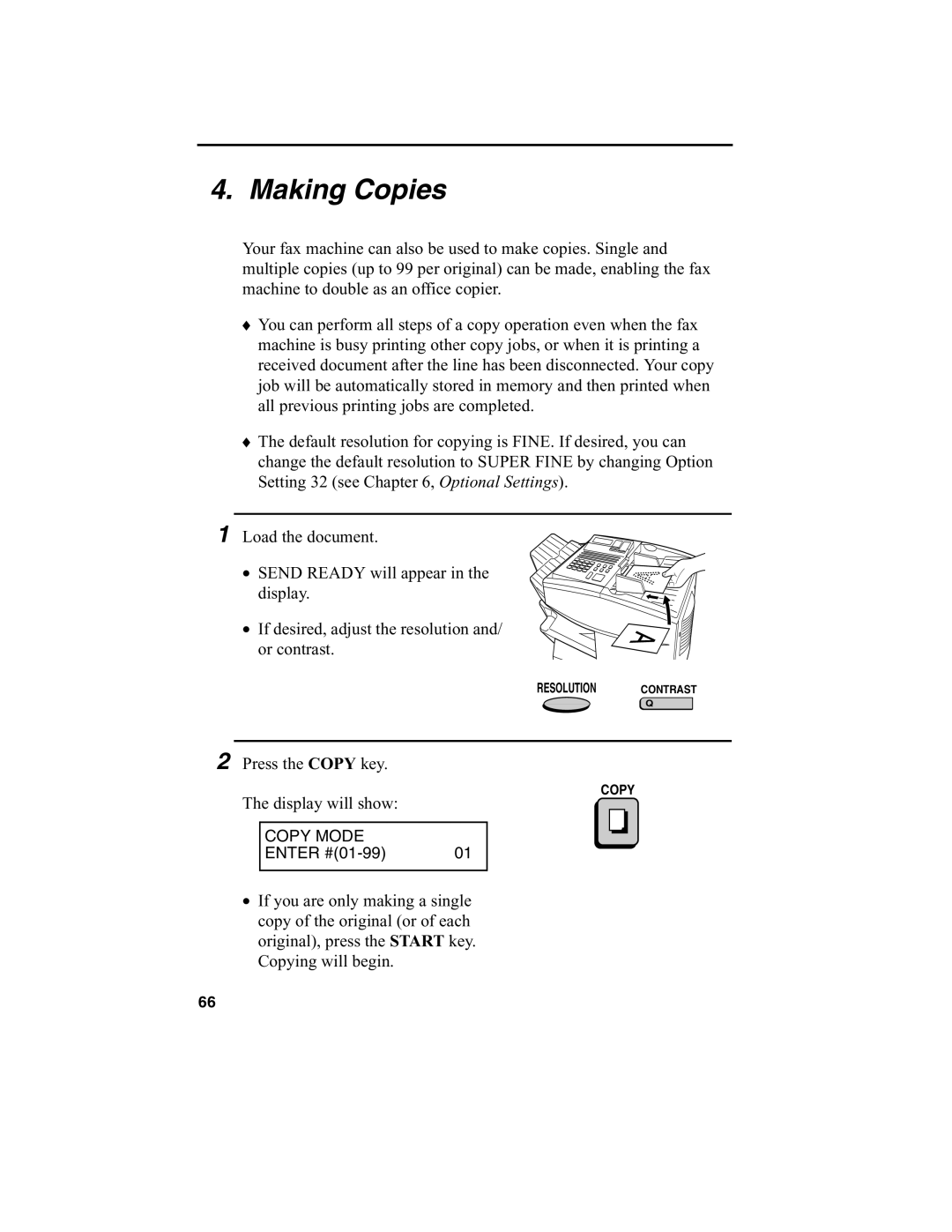 Sharp FO-4970, FO-4650 operation manual Making Copies 