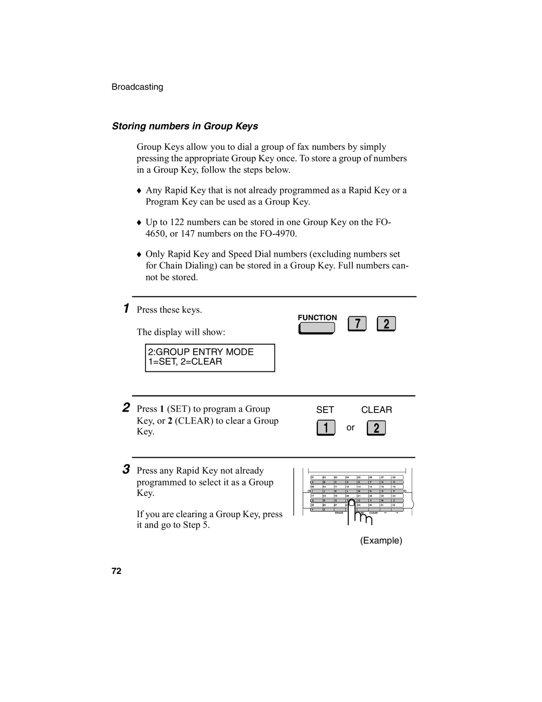 Sharp FO-4970, FO-4650 operation manual Storing numbers in Group Keys 