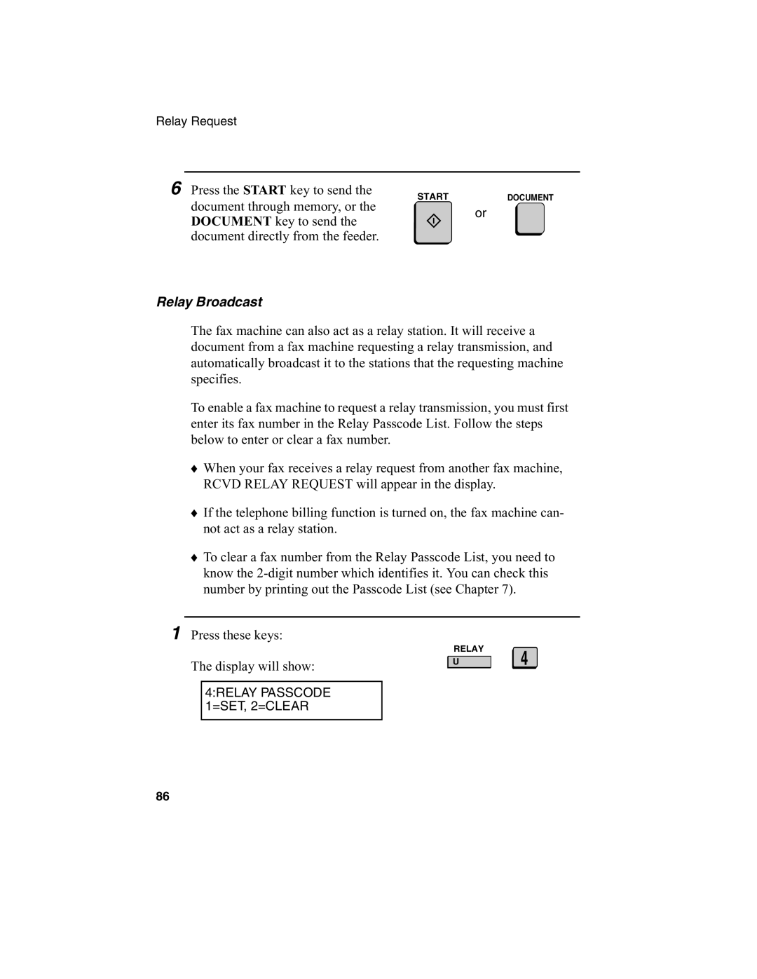 Sharp FO-4970, FO-4650 operation manual Relay Broadcast 