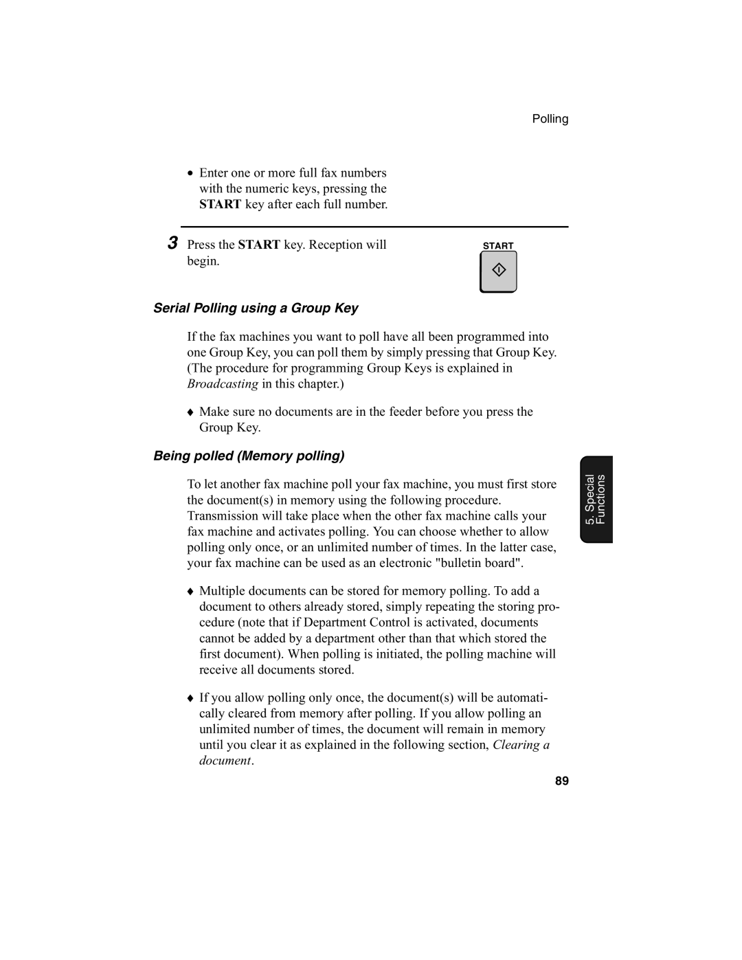 Sharp FO-4650, FO-4970 operation manual Serial Polling using a Group Key, Being polled Memory polling 