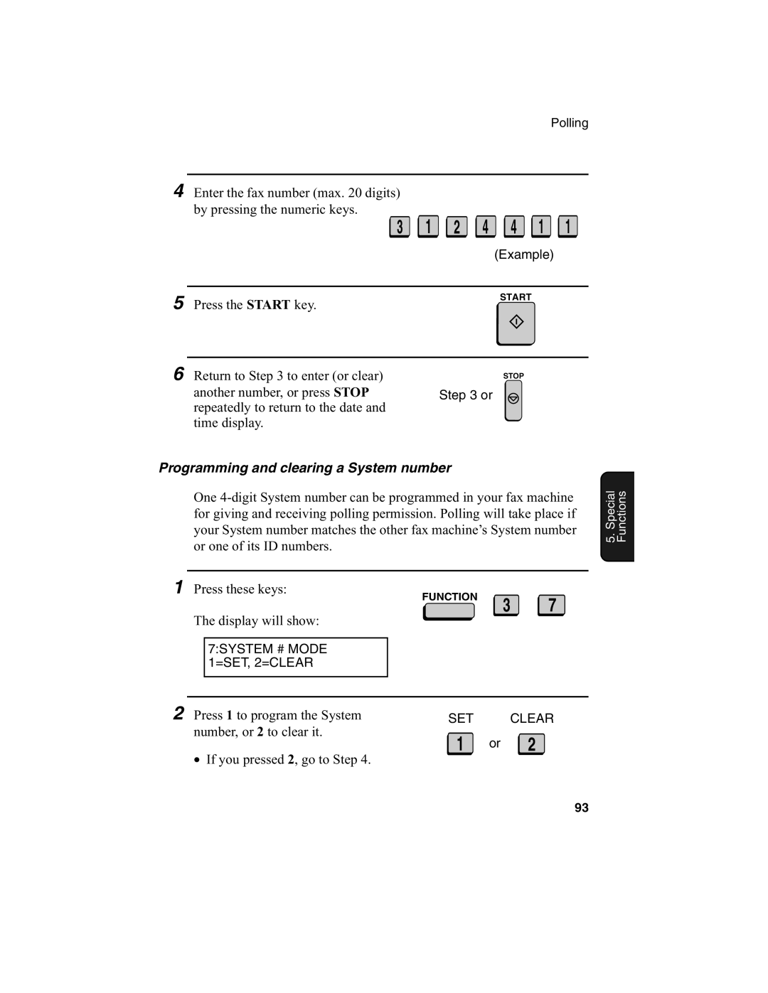 Sharp FO-4650, FO-4970 operation manual Programming and clearing a System number 