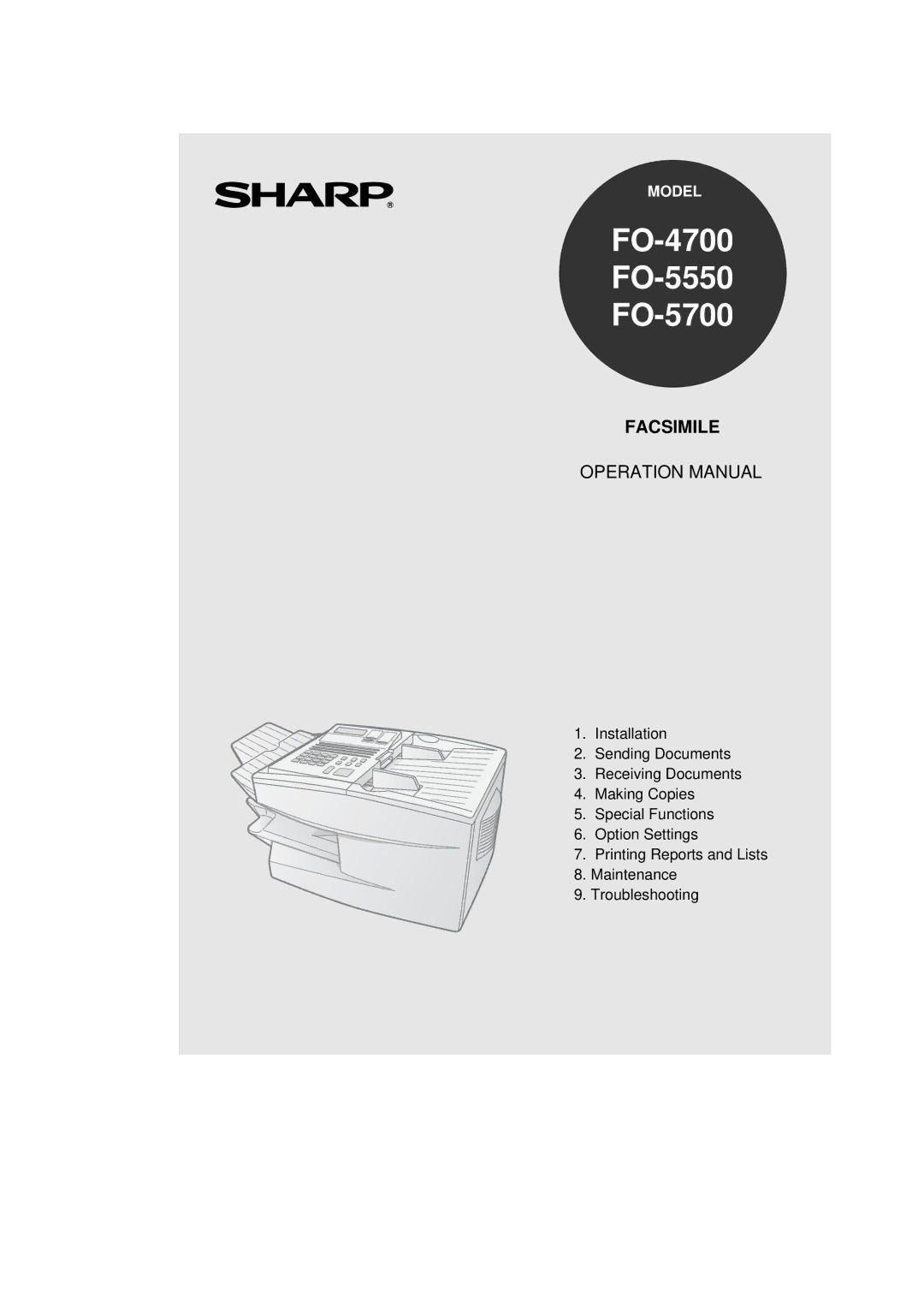 Sharp operation manual FO-4700 FO-5700 