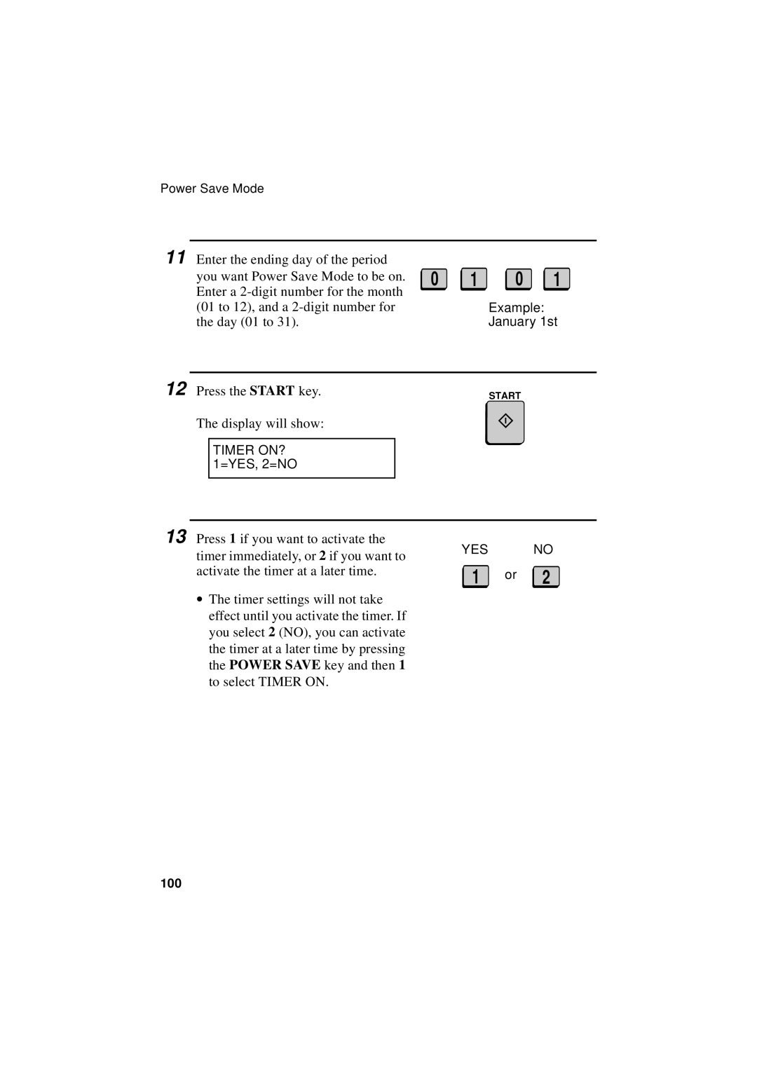 Sharp FO-5700, FO-4700, FO-5550 operation manual January 1st, Timer ON? 1=YES, 2=NO 