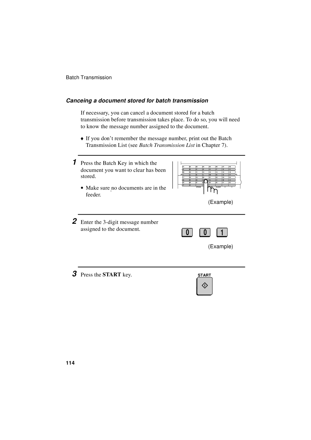 Sharp FO-5550, FO-5700, FO-4700 operation manual Canceing a document stored for batch transmission 