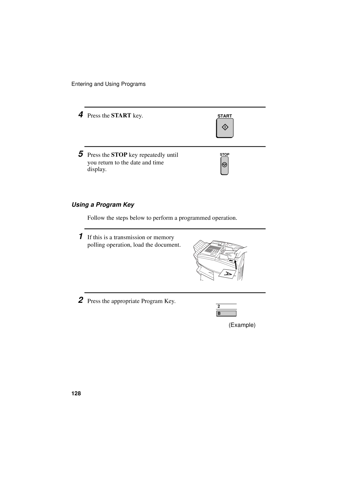 Sharp FO-4700, FO-5700, FO-5550 operation manual Using a Program Key 