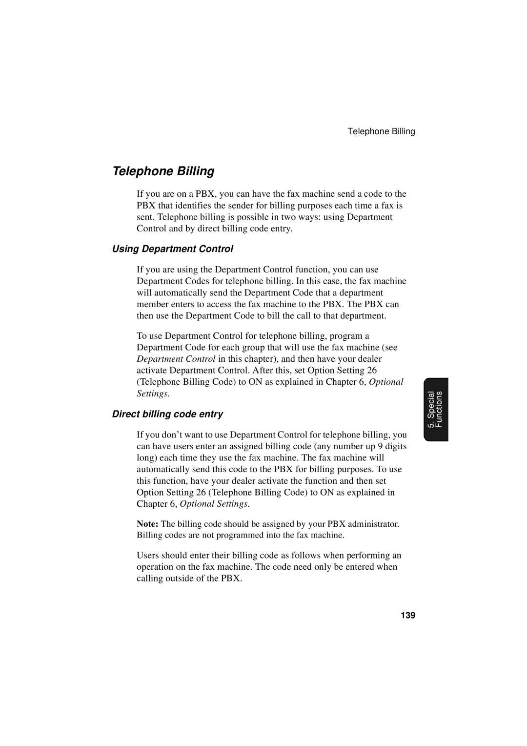 Sharp FO-5700, FO-4700, FO-5550 operation manual Telephone Billing, Using Department Control, Direct billing code entry 