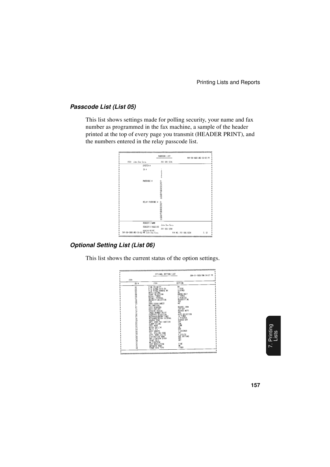 Sharp FO-5700, FO-4700, FO-5550 operation manual Passcode List List, Optional Setting List List 