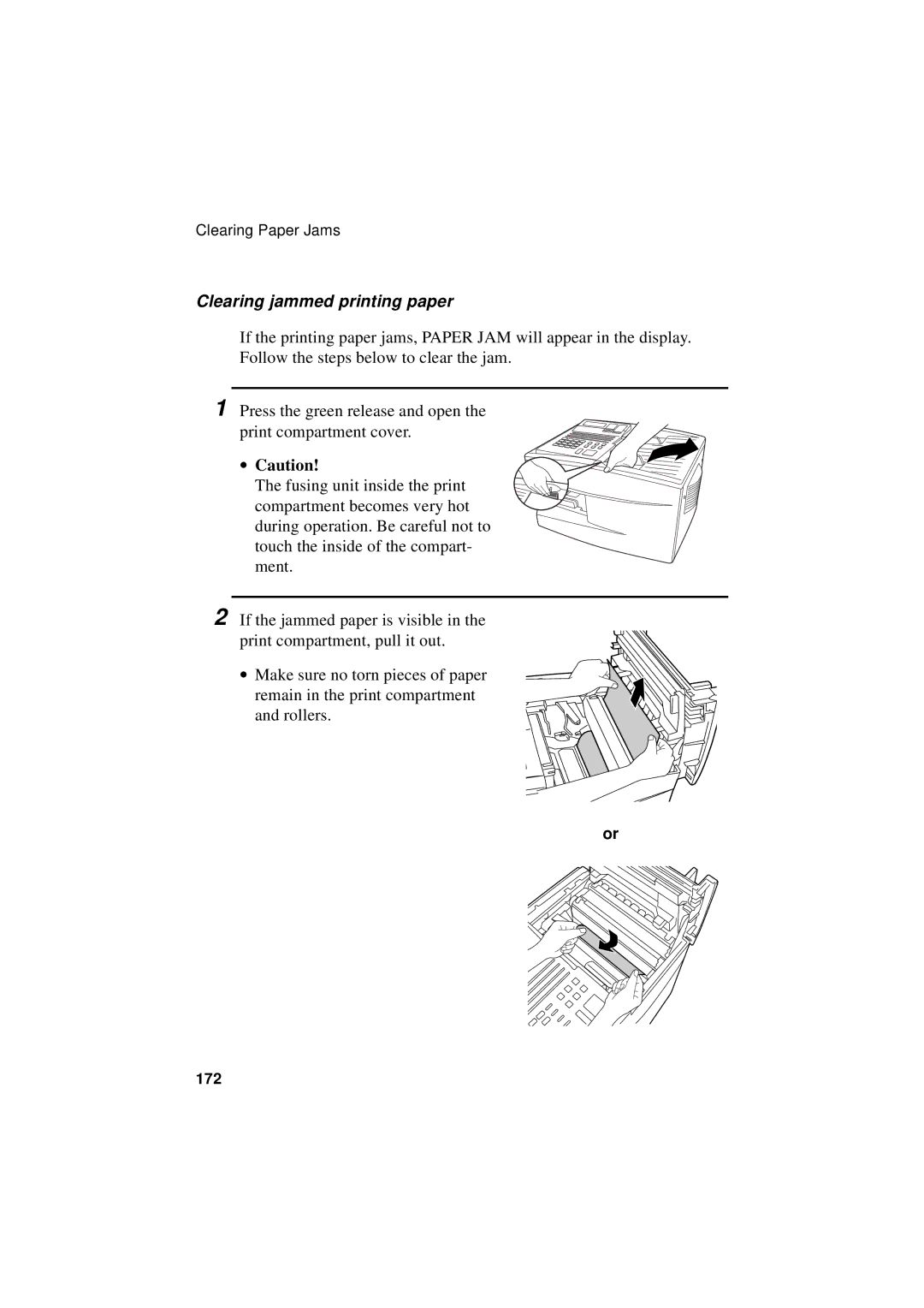 Sharp FO-5700, FO-4700, FO-5550 operation manual Clearing jammed printing paper, ∙ Caution 