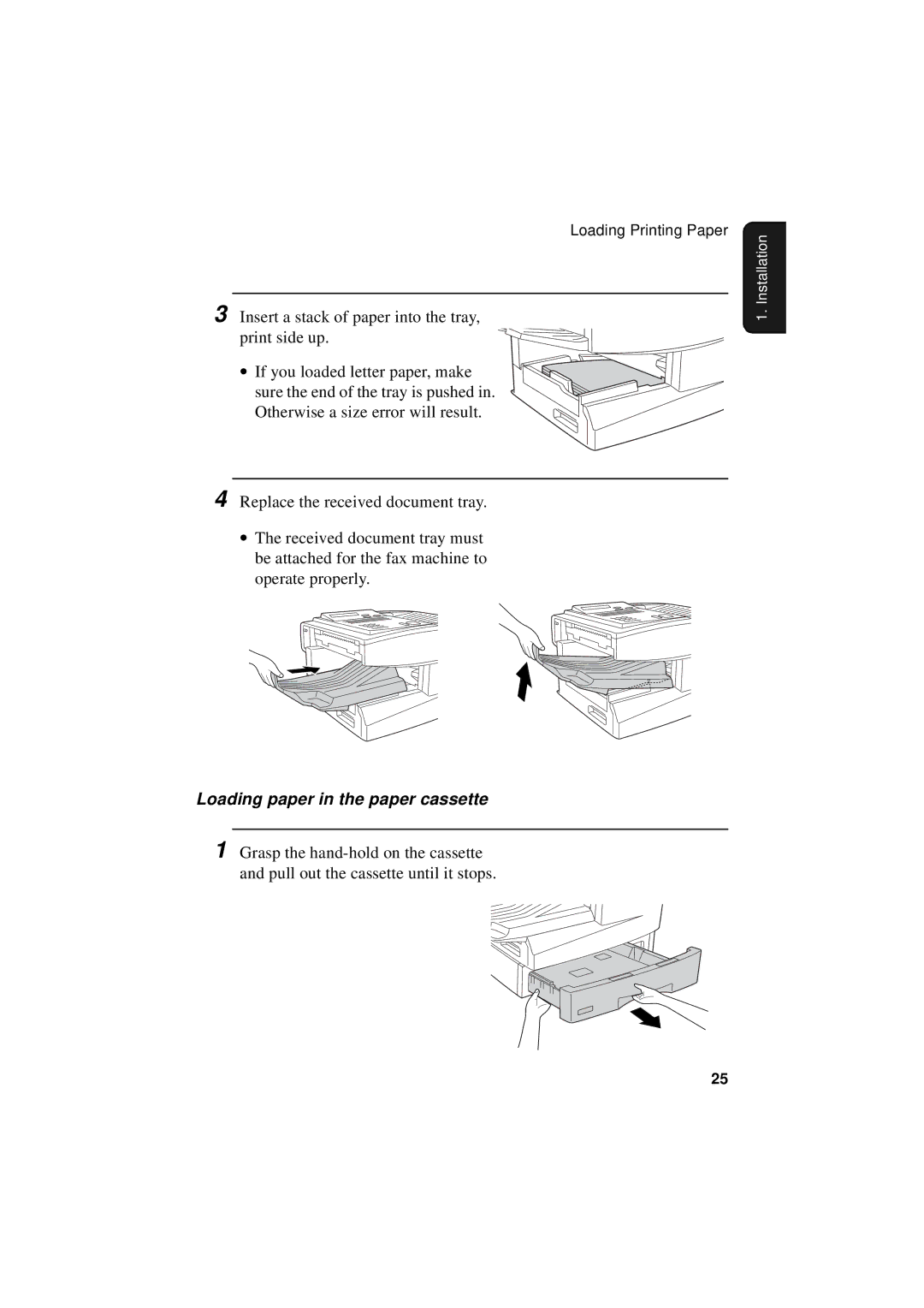 Sharp FO-5700, FO-4700, FO-5550 operation manual Loading paper in the paper cassette 