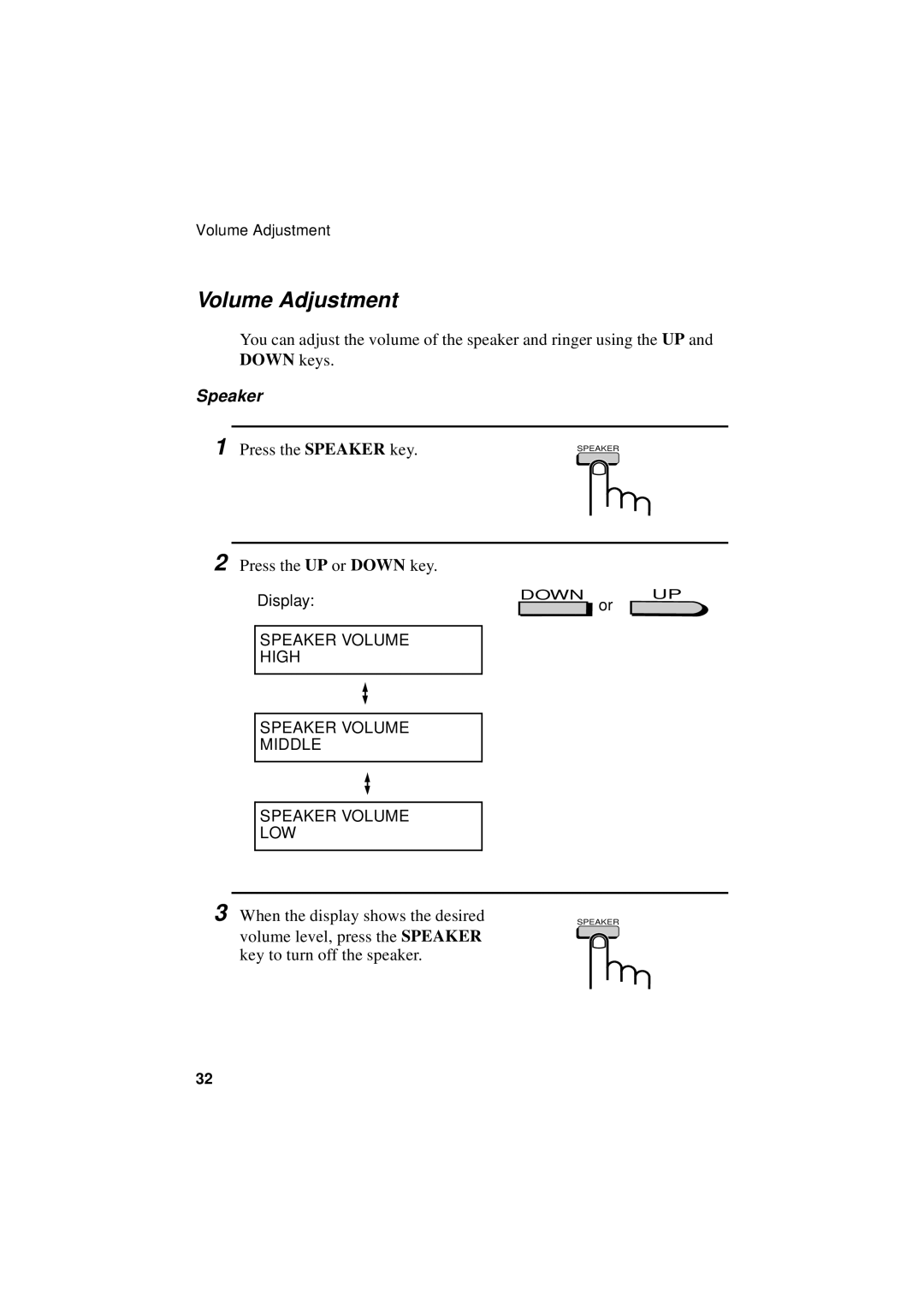 Sharp FO-4700, FO-5700, FO-5550 operation manual Volume Adjustment, Display, Speaker Volume High Middle LOW 