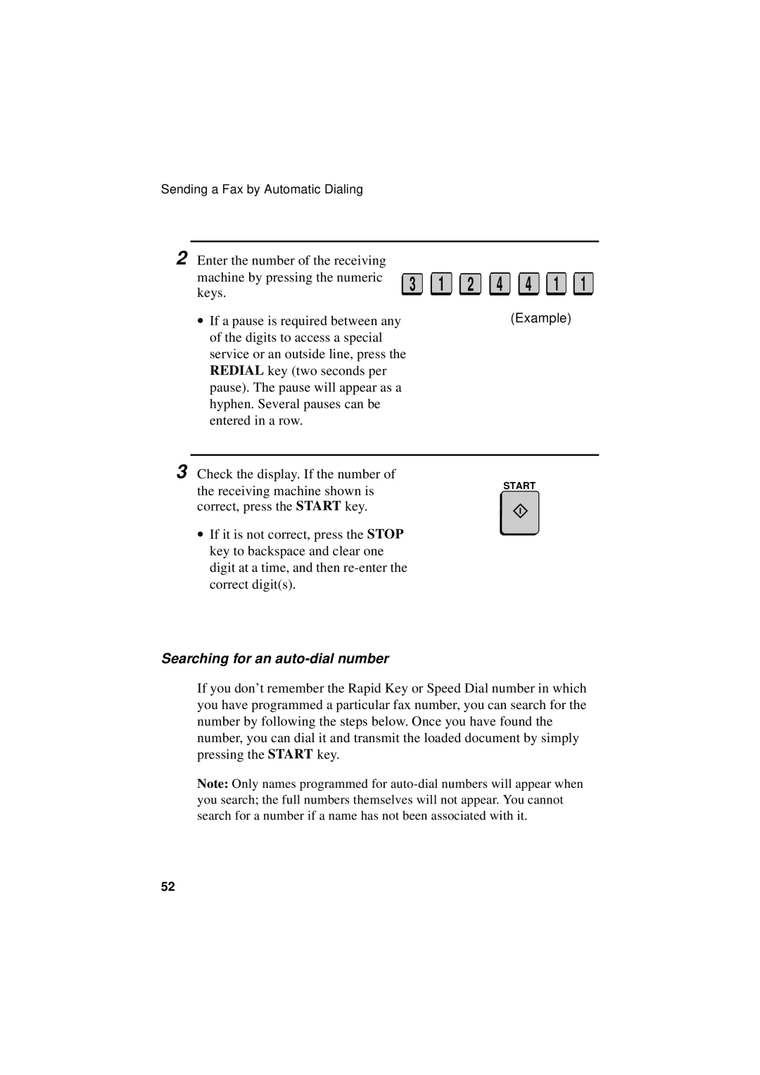 Sharp FO-5700, FO-4700, FO-5550 operation manual Example, Searching for an auto-dial number 