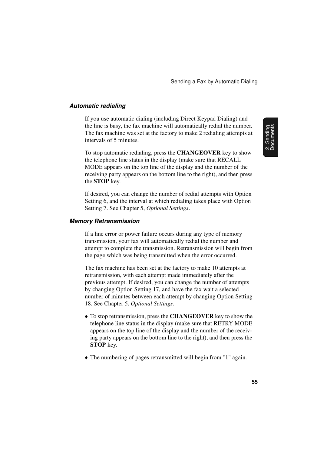 Sharp FO-5700, FO-4700, FO-5550 operation manual Automatic redialing, Memory Retransmission 