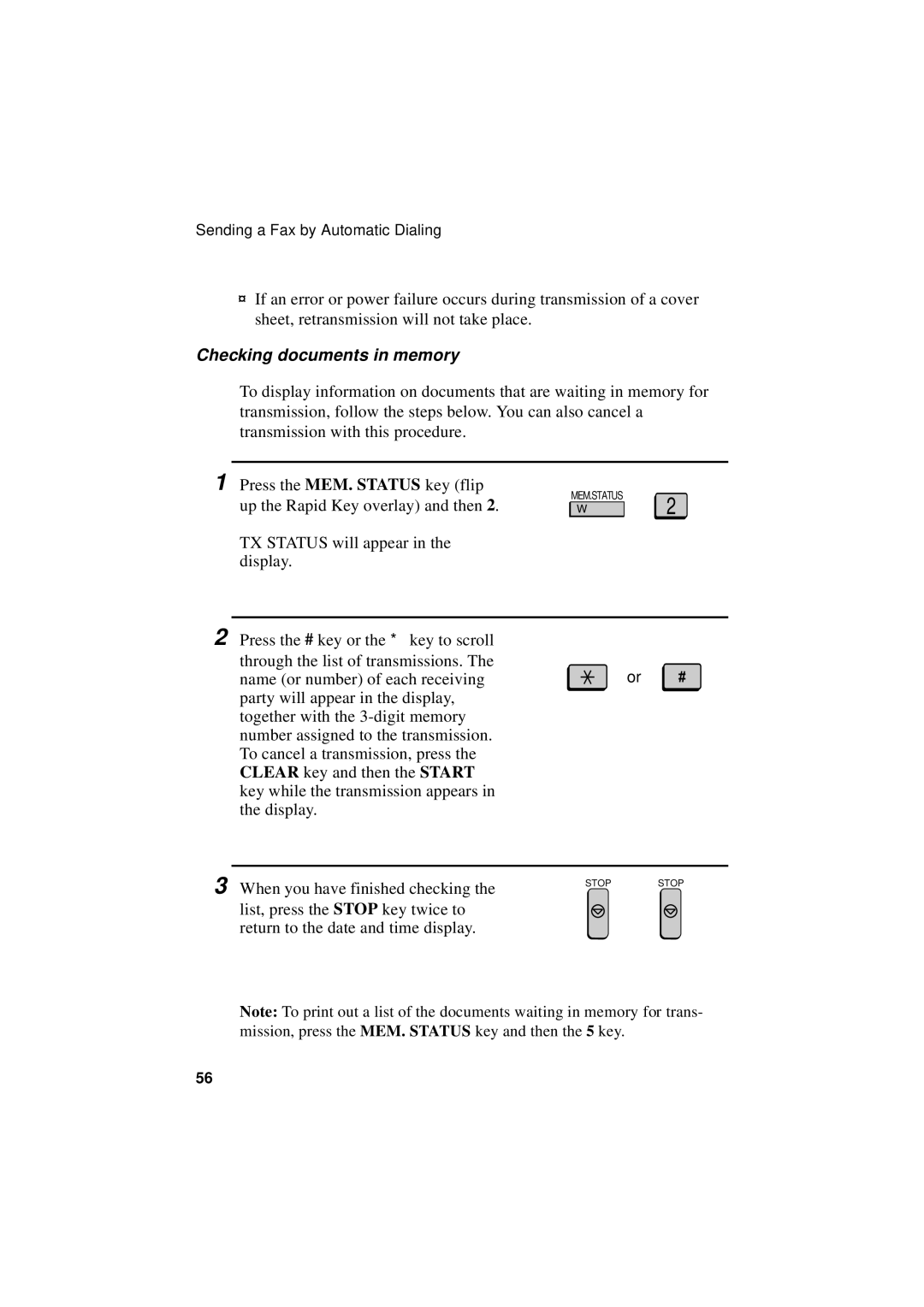 Sharp FO-4700, FO-5700, FO-5550 operation manual Checking documents in memory 