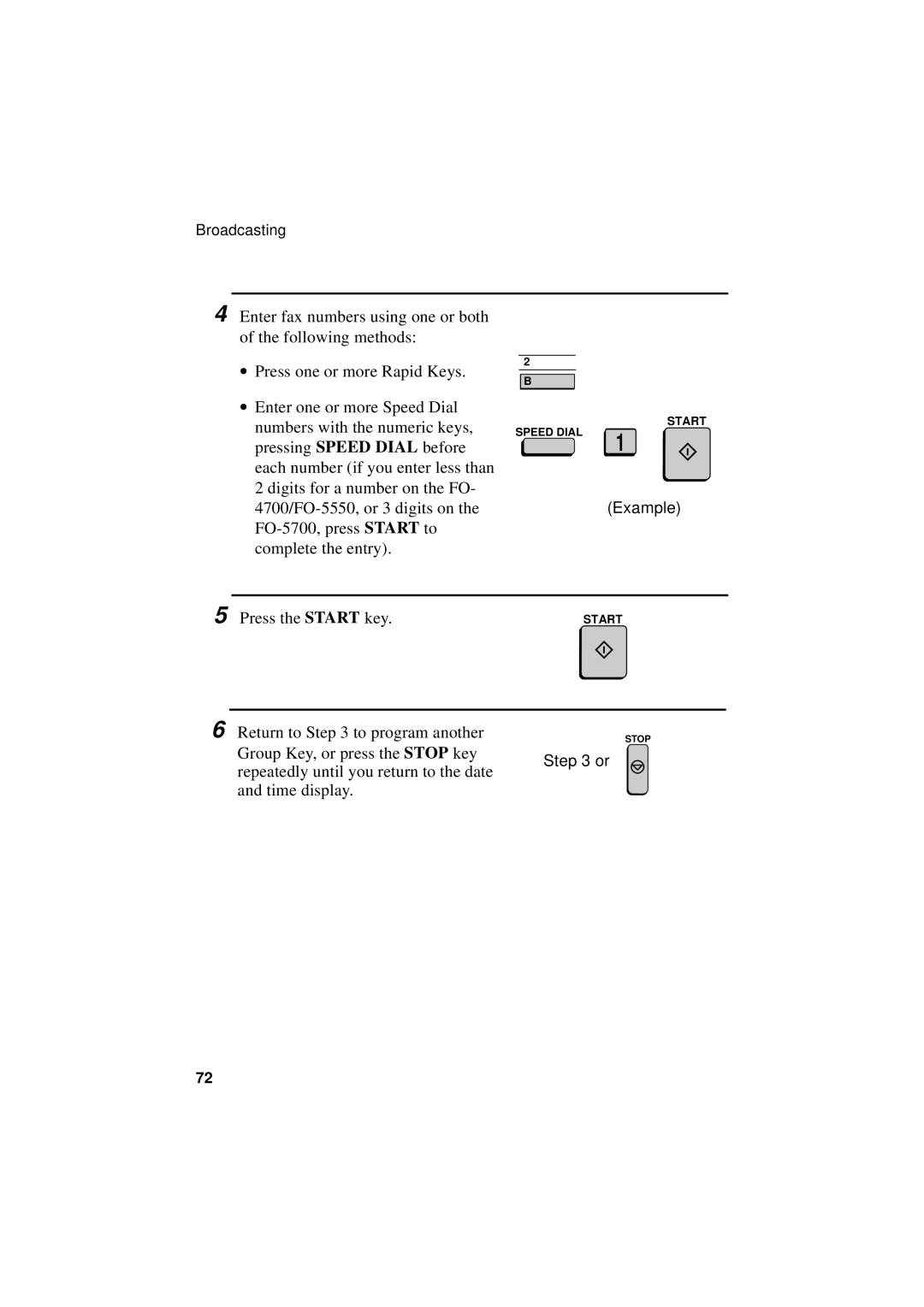 Sharp FO-5550, FO-5700, FO-4700 operation manual Return to to program another 