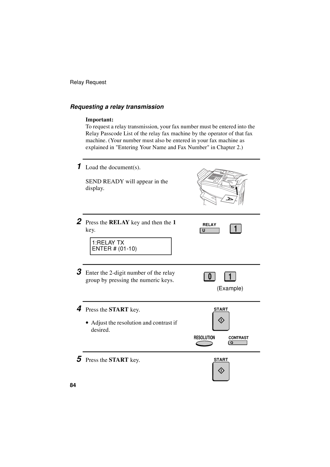 Sharp FO-5550, FO-5700, FO-4700 operation manual Requesting a relay transmission, 1RELAY TX Enter # 