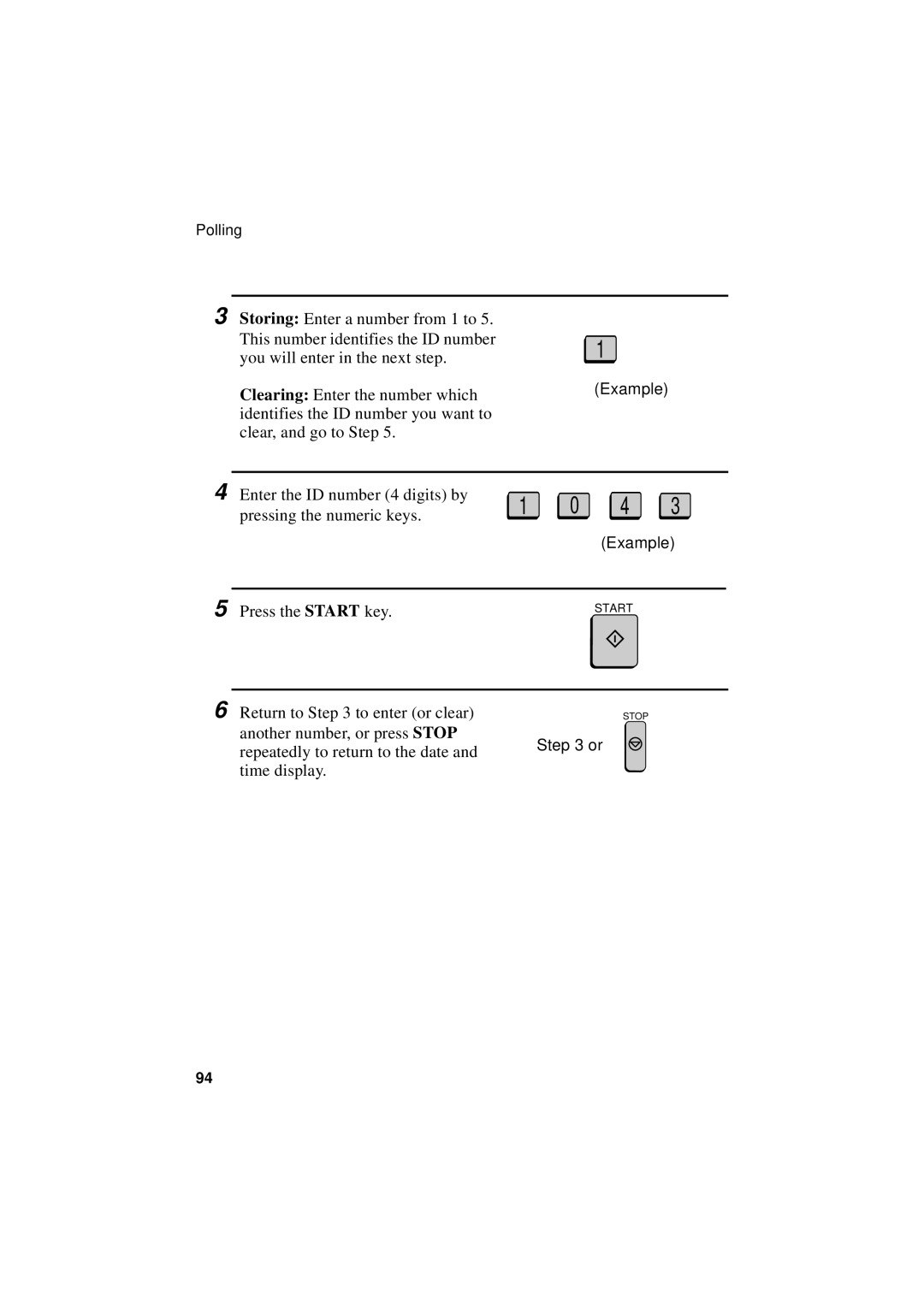 Sharp FO-5700, FO-4700, FO-5550 operation manual Enter the ID number 4 digits by Pressing the numeric keys 