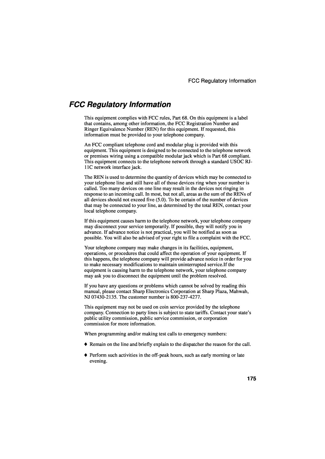 Sharp FO-5700, FO-4700, FO-5550 operation manual FCC Regulatory Information 