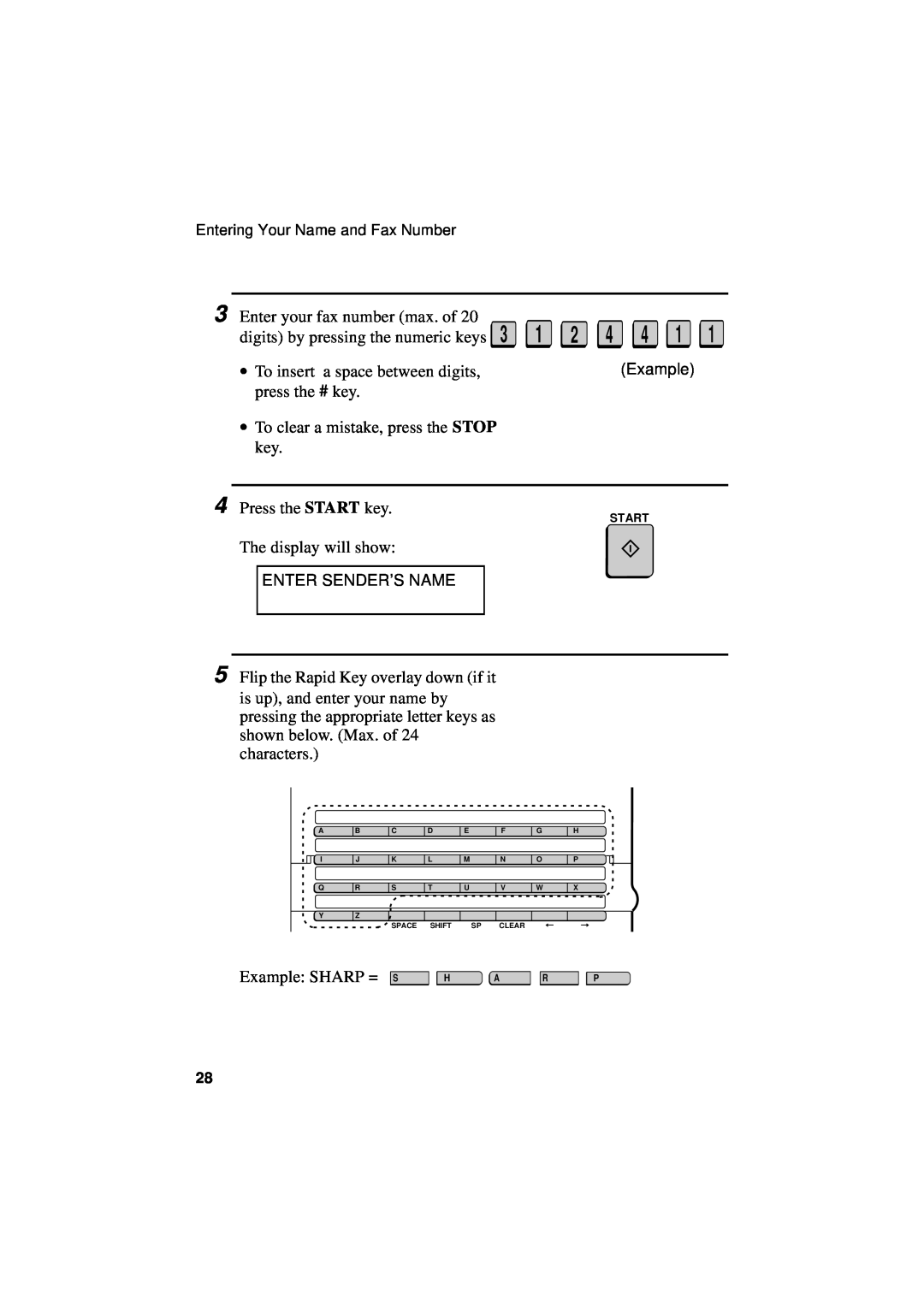 Sharp FO-5700, FO-4700, FO-5550 operation manual Example, Enter Sender’S Name 
