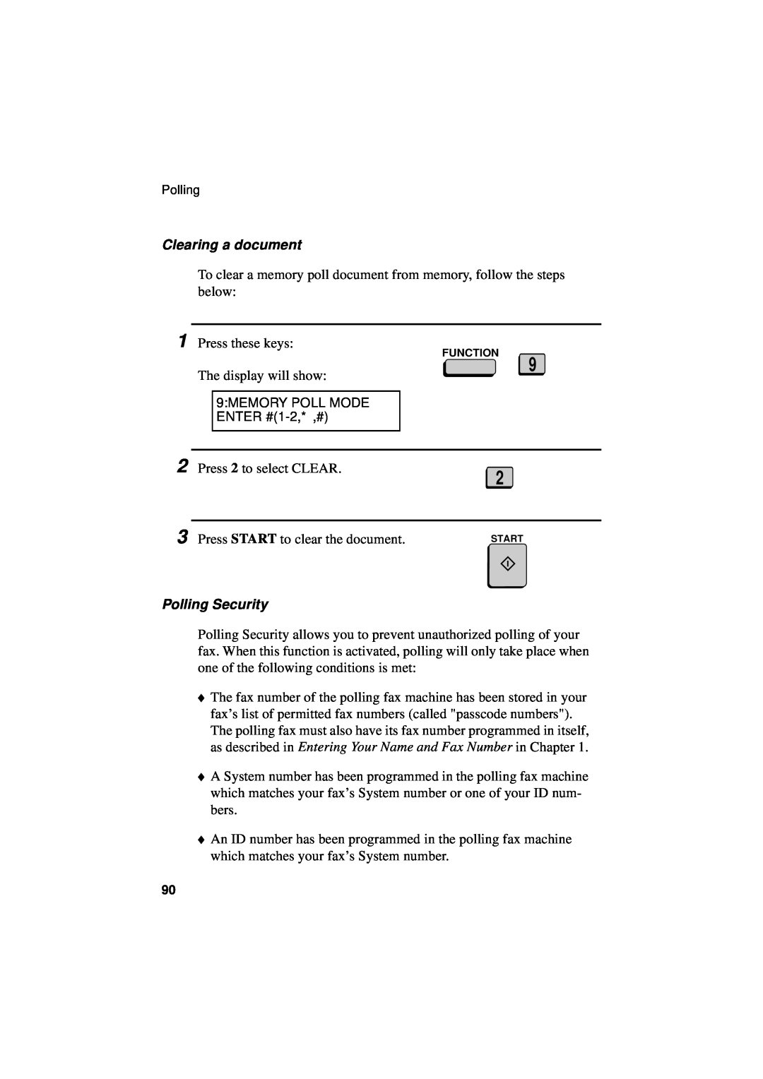 Sharp FO-5550, FO-5700, FO-4700 operation manual Clearing a document, Polling Security 