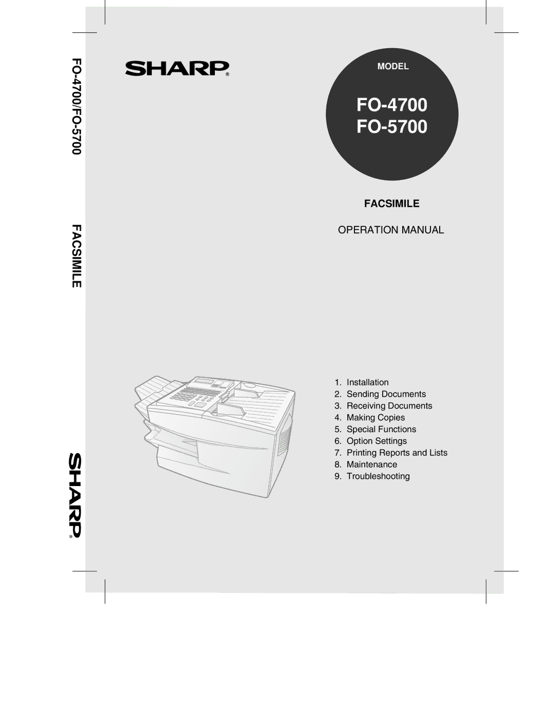 Sharp operation manual FO-4700 FO-5700 