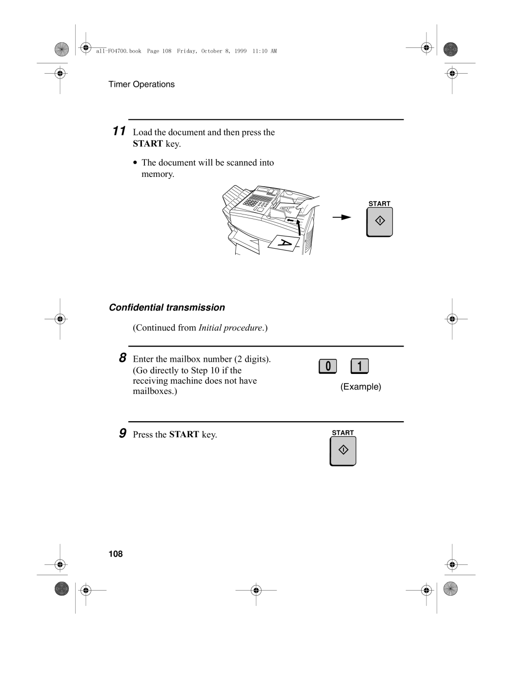 Sharp FO-4700, FO-5700 operation manual Confidential transmission, 108 