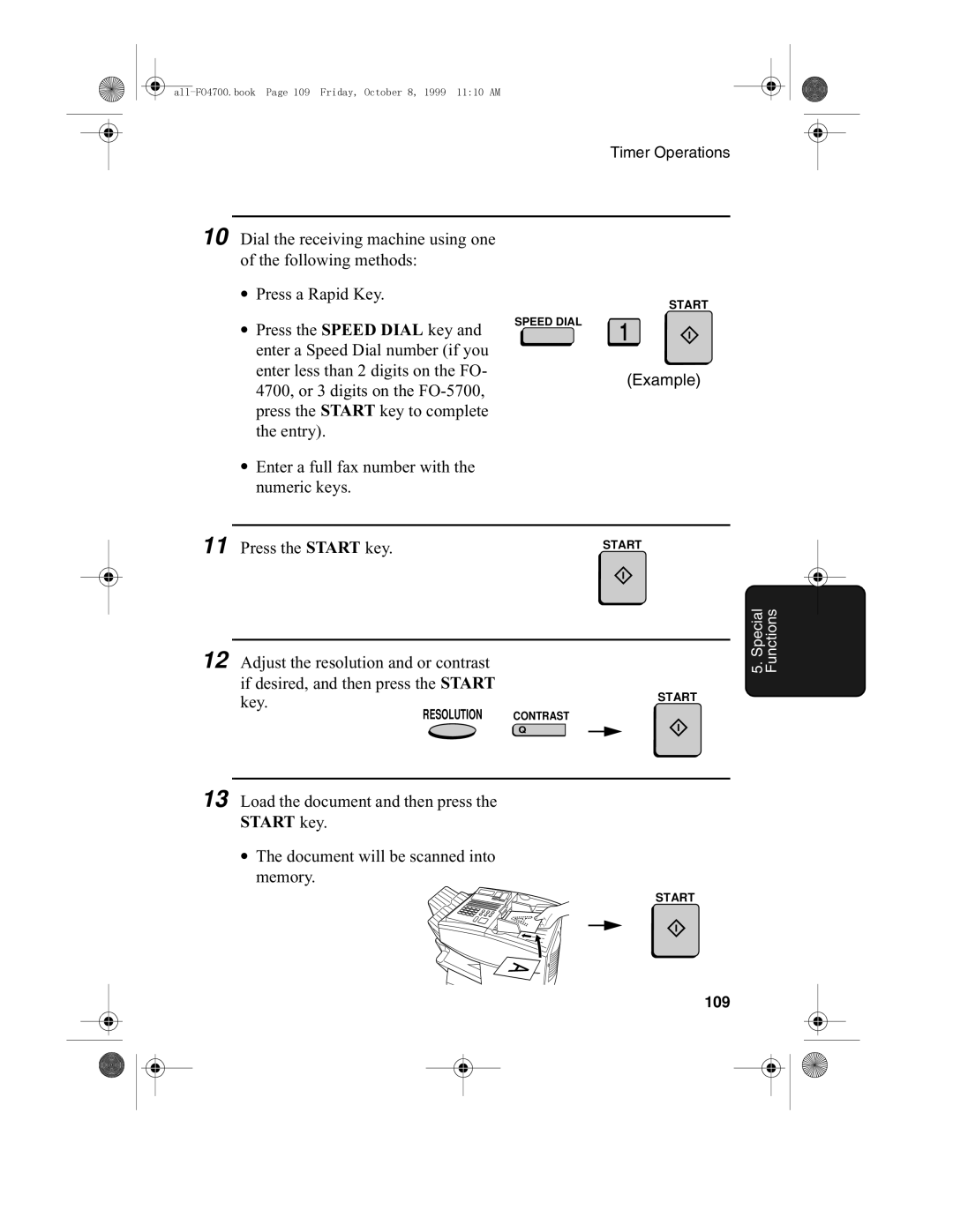 Sharp FO-5700, FO-4700 operation manual Key, 109 