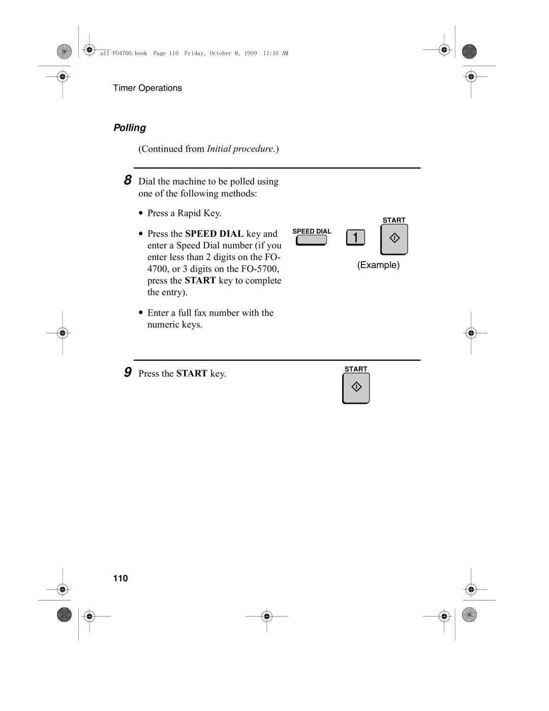 Sharp FO-4700, FO-5700 operation manual Polling, 110 