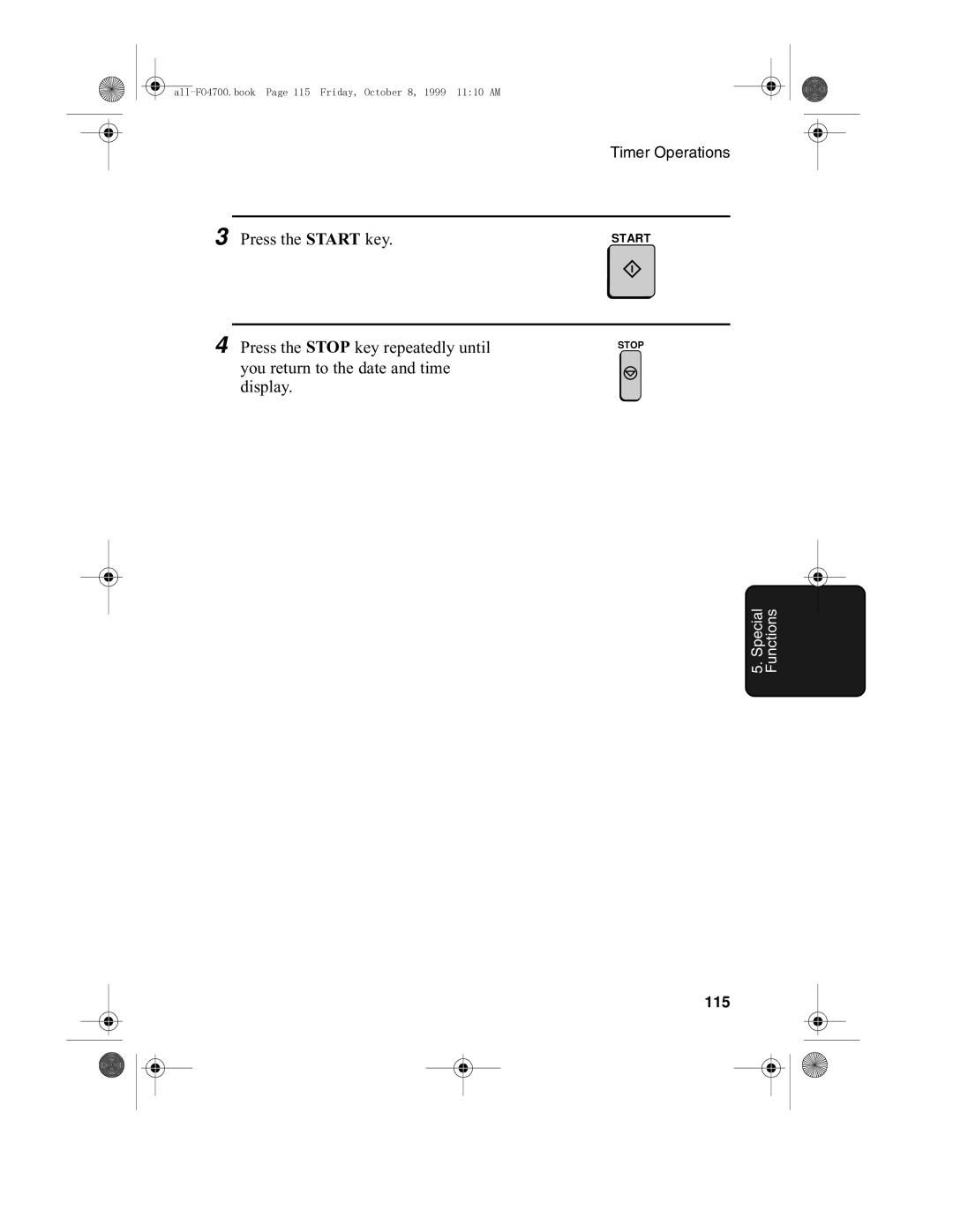 Sharp FO-5700, FO-4700 operation manual You return to the date and time display, 115 