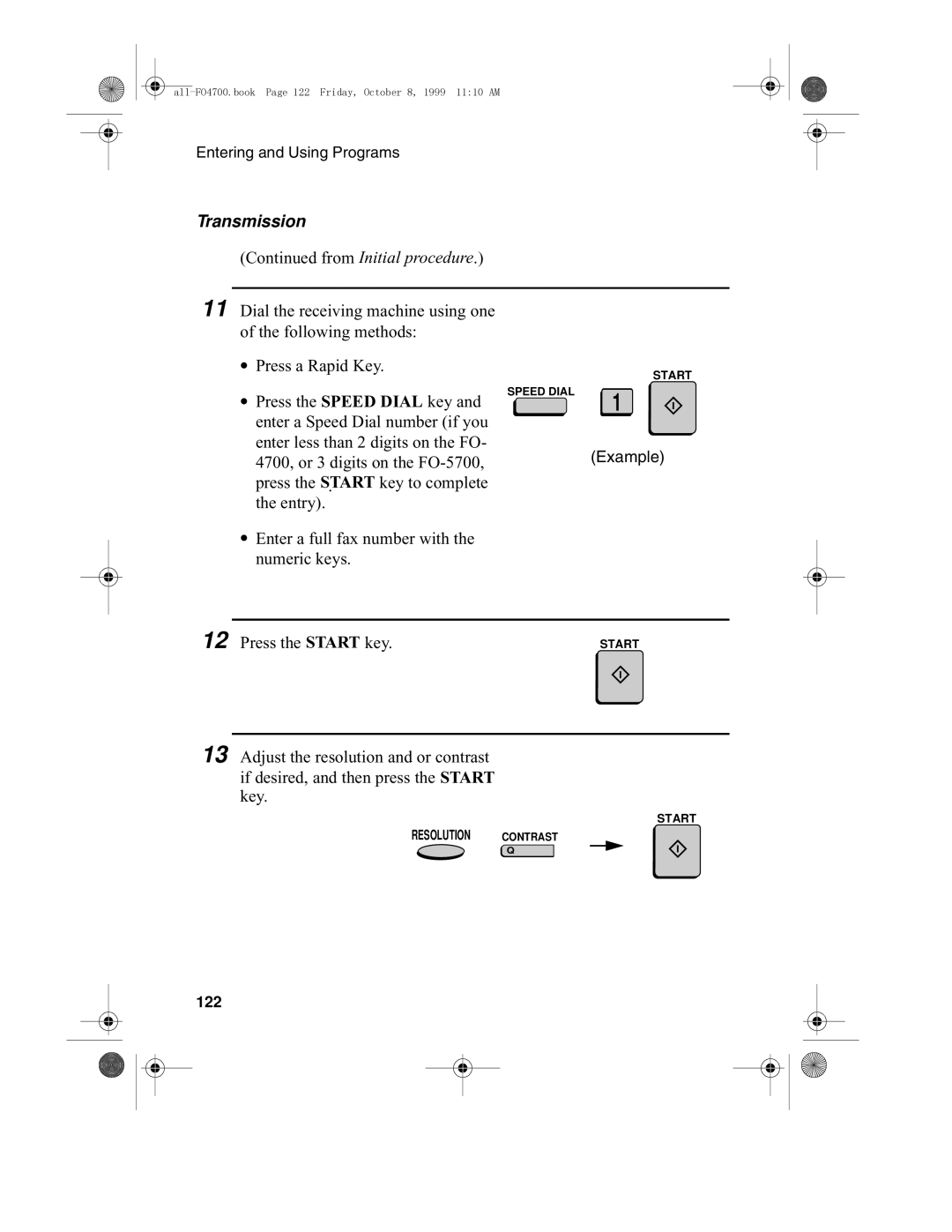 Sharp FO-4700, FO-5700 operation manual Transmission, 122 