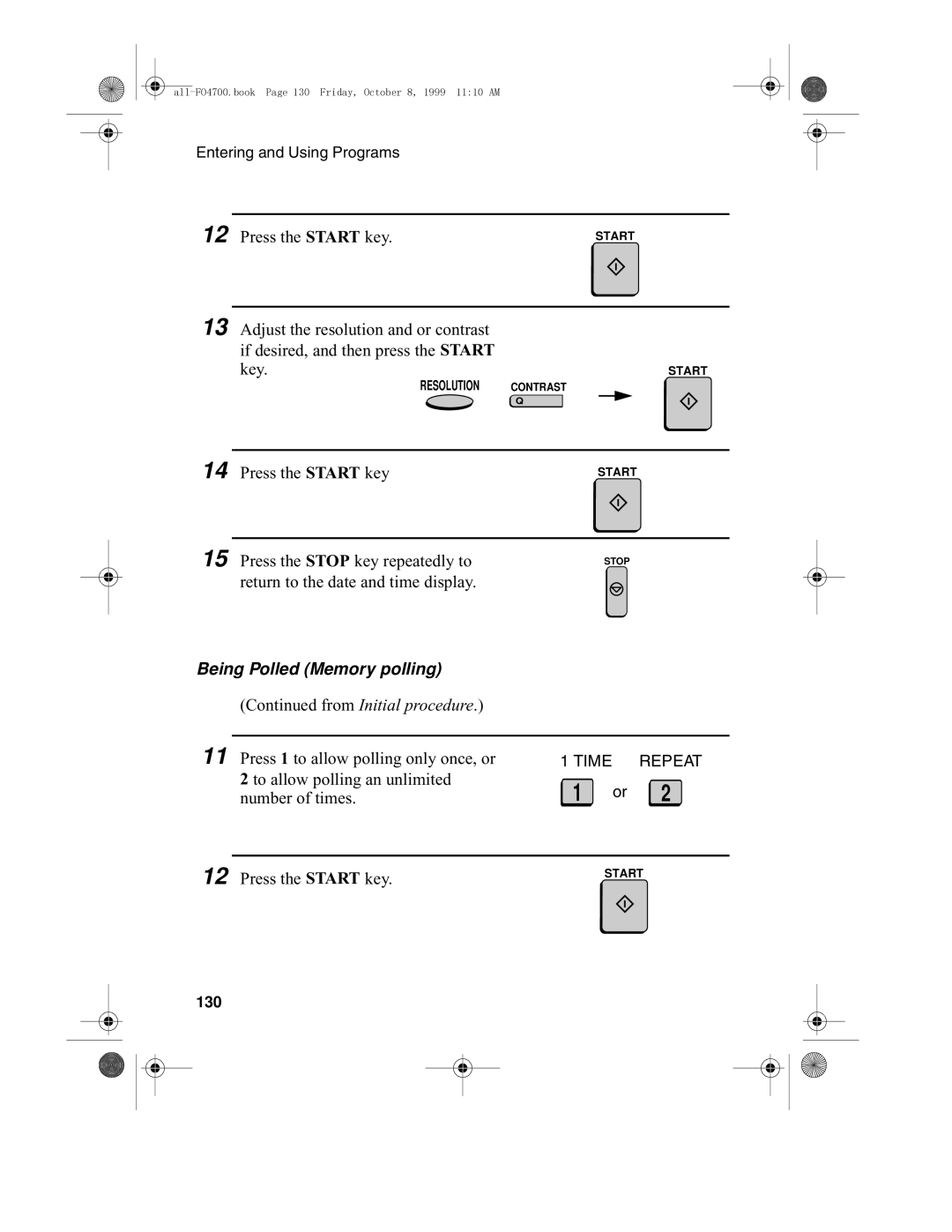 Sharp FO-4700, FO-5700 operation manual Being Polled Memory polling, 130 