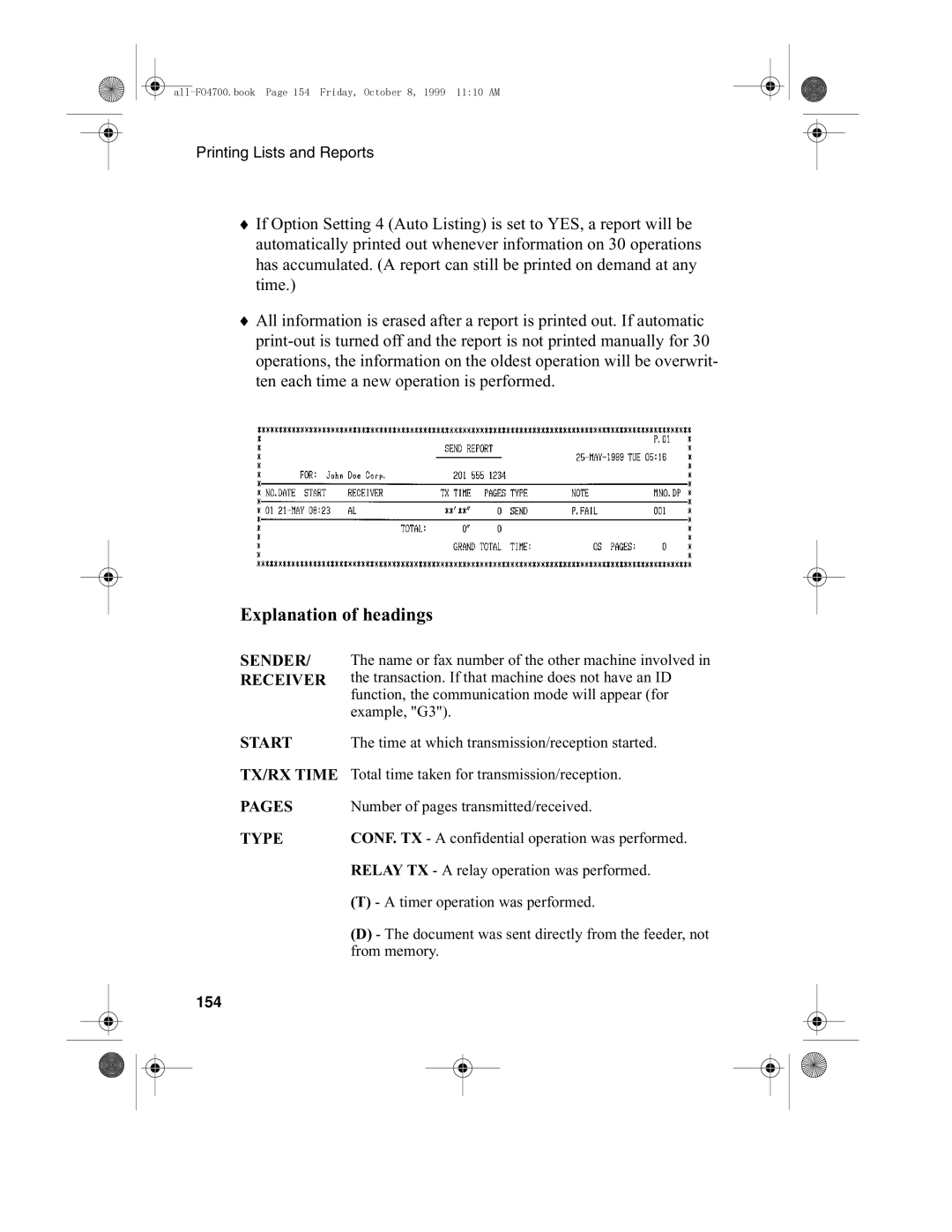 Sharp FO-4700, FO-5700 operation manual Explanation of headings, 154 