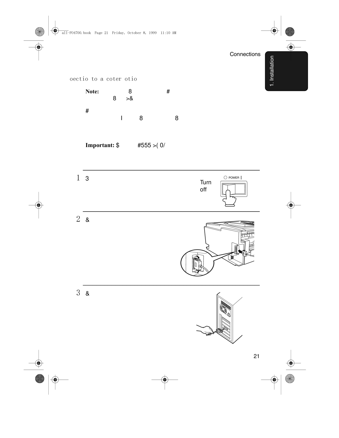 Sharp FO-5700, FO-4700 operation manual Connection to a computer option 