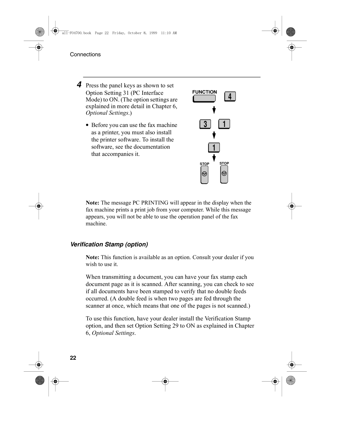 Sharp FO-4700, FO-5700 operation manual Verification Stamp option 