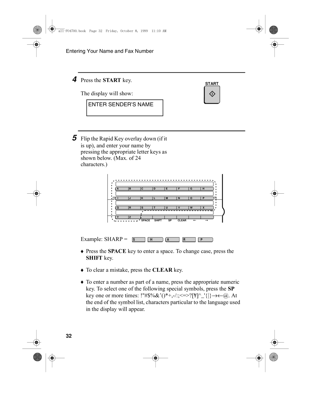 Sharp FO-4700, FO-5700 operation manual Press the Start key 